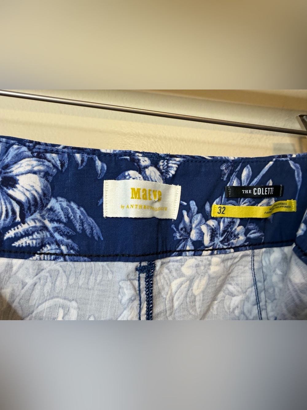 Anthropologie Maeve The Colette Cropped Wide-Leg Pants Blue Motif floral NWT - Picture 9 of 13